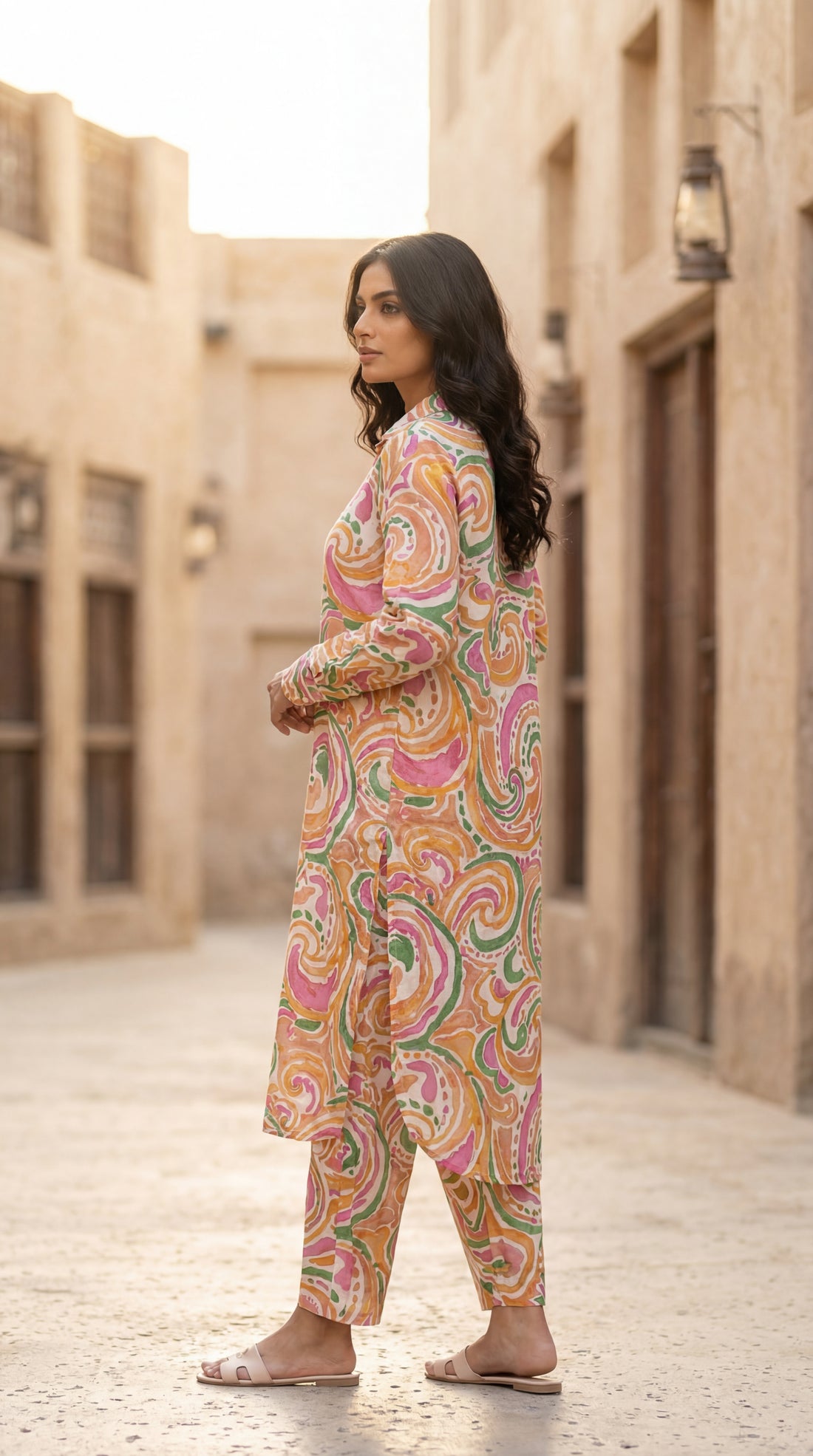 Printed Longline Shirt & Trouser Set