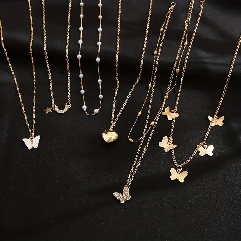 Butterfly Love Faux Pearl Star Necklace