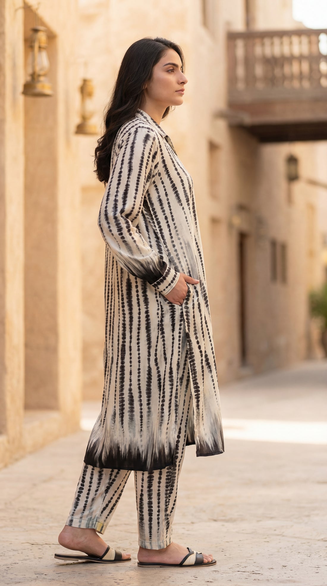 Printed Longline Shirt & Trouser Set