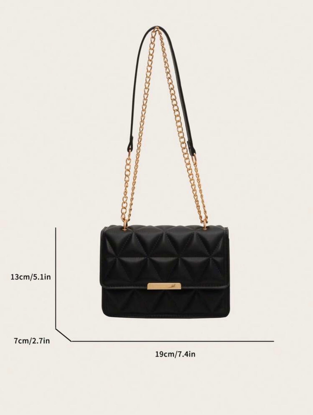 Solid Color Flap Shoulder Bag with Chain Strap