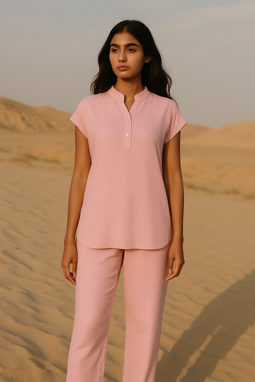 Sleeveless Shirt & Trouser Set For Women