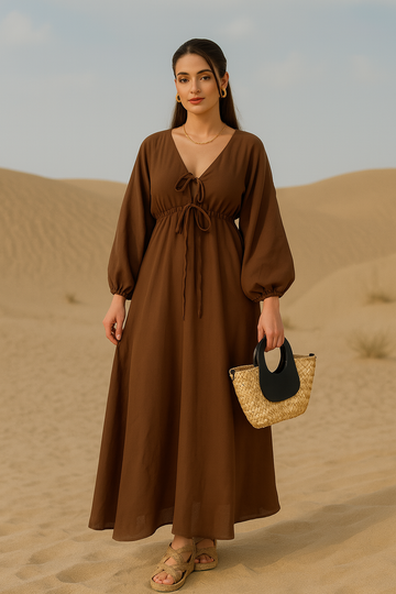 Lace Up Front Midi Dress