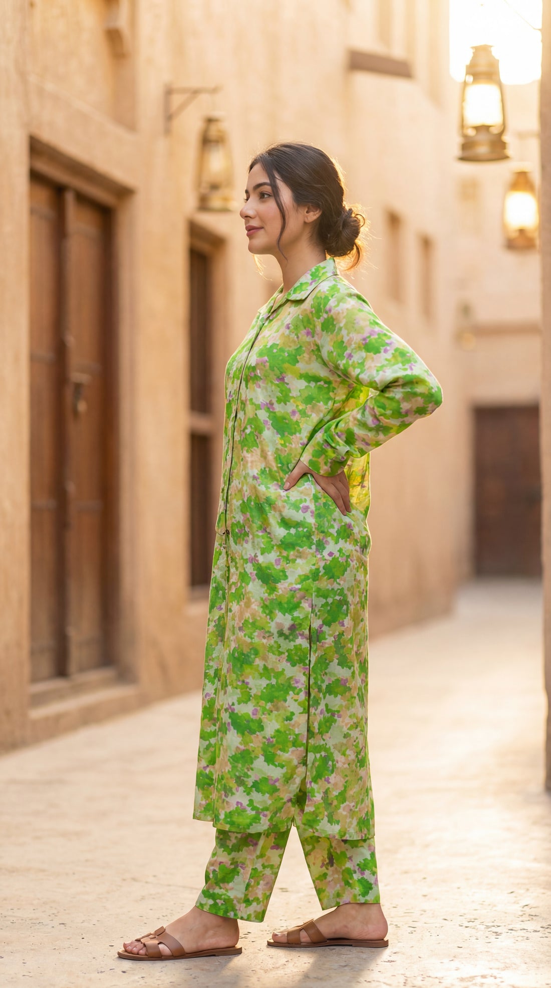 Printed Longline Shirt & Trouser Set