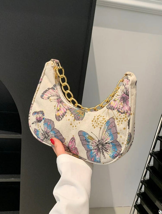 Butterfly Printed Shoulder Bag