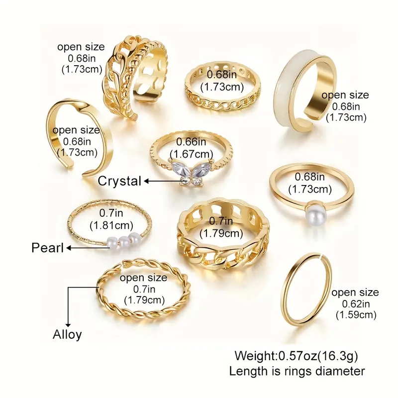 Set of 10 Rings