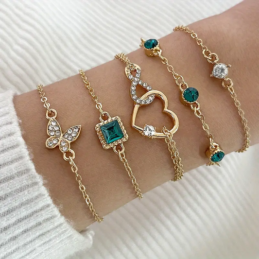 Set of 5 Rhinestone Bracelets