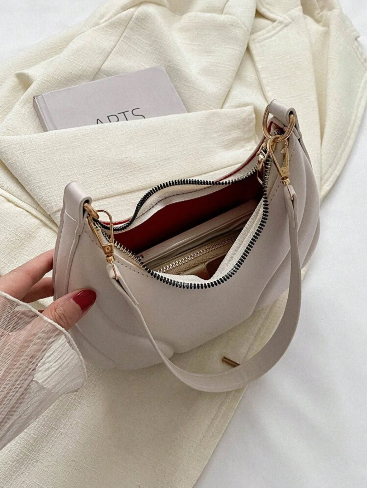 Solid Color Crescent Bag