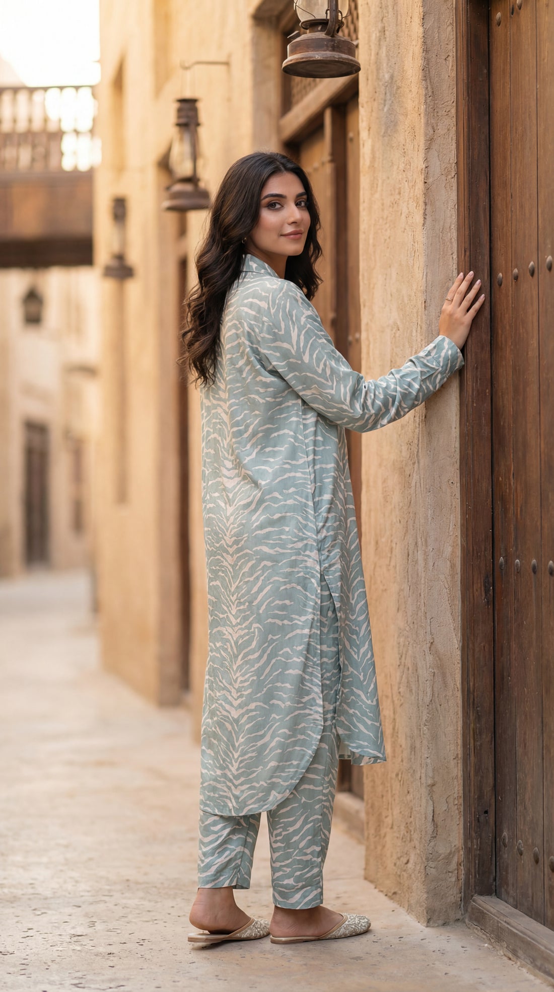 Printed Longline Shirt & Trouser Set