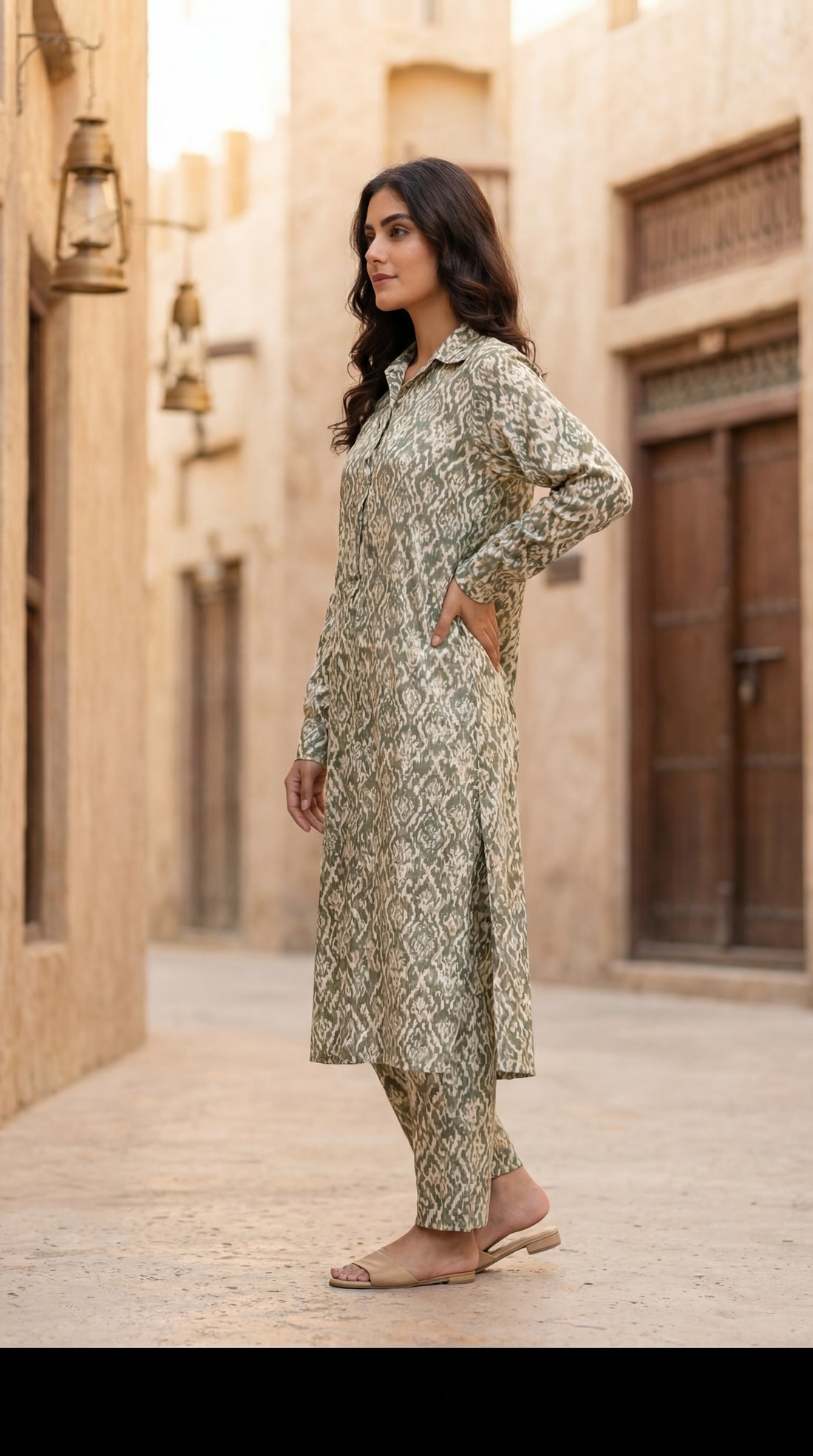 Printed Longline Shirt & Trouser Set