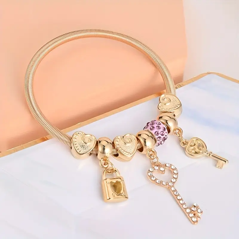 Lock and Key Charm Bracelet