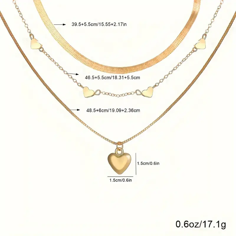 Set 0f 3 Heart & Chain Necklace