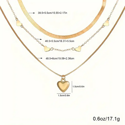 Set 0f 3 Heart & Chain Necklace