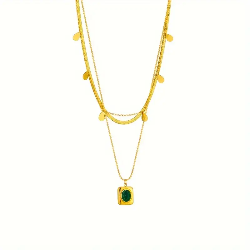 Emerald Three Layer Chain Necklace