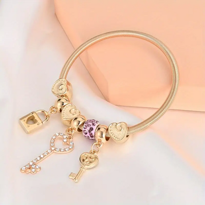 Lock and Key Charm Bracelet