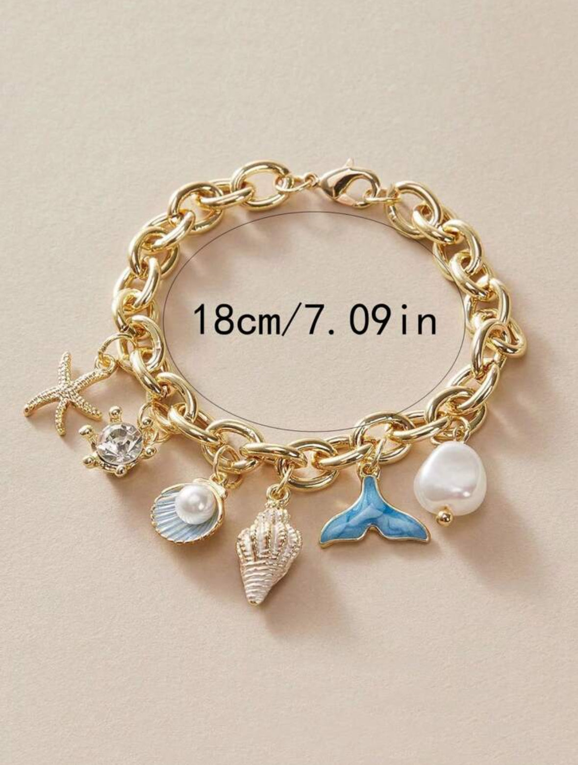 Light Blue Rhinestone Decor Women's Chain Bracelet