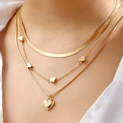 Set 0f 3 Heart & Chain Necklace