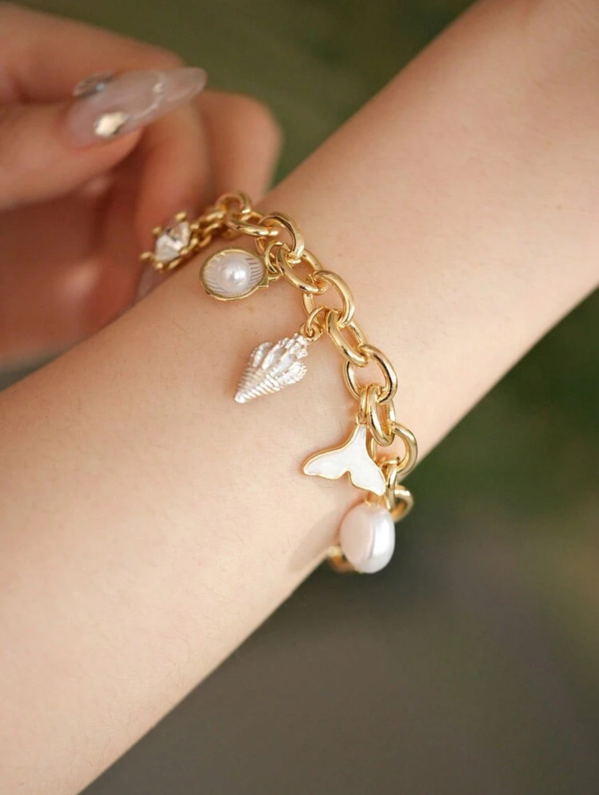 Starfish, Shell, Fish Tail Decor Chain Bracelet