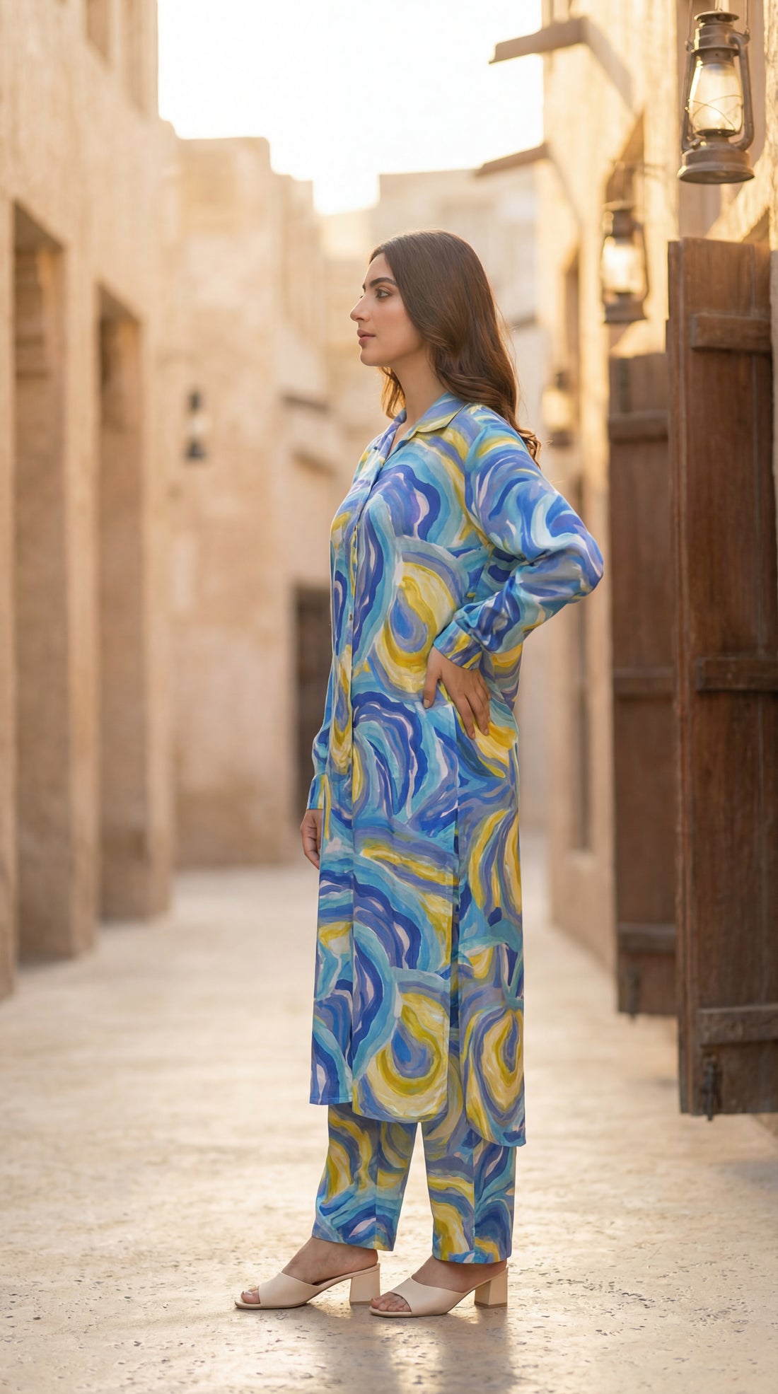 Printed Longline Shirt & Trouser Set