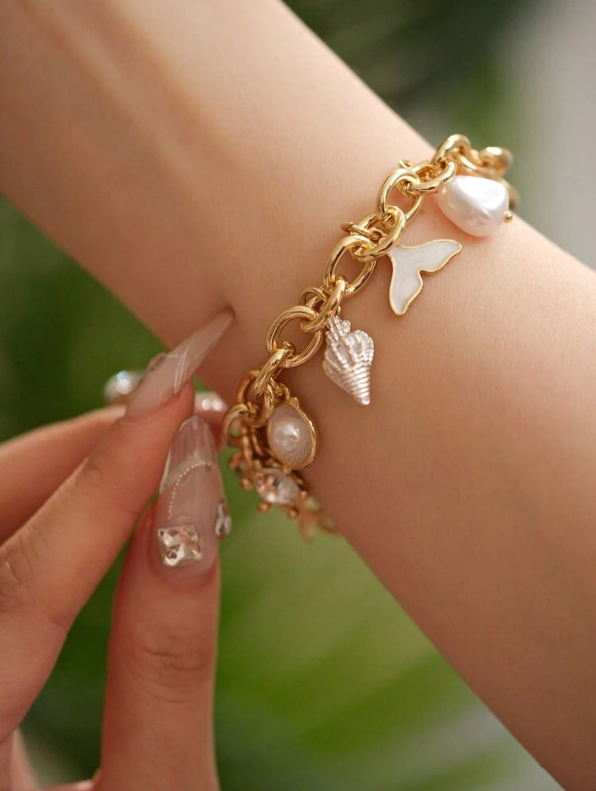 Starfish, Shell, Fish Tail Decor Chain Bracelet