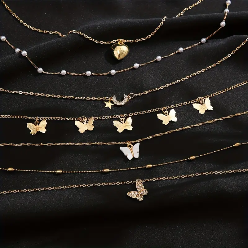 Butterfly Love Faux Pearl Star Necklace