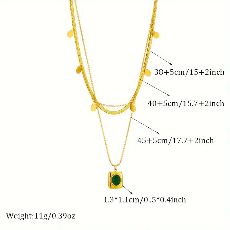 Emerald Three Layer Chain Necklace