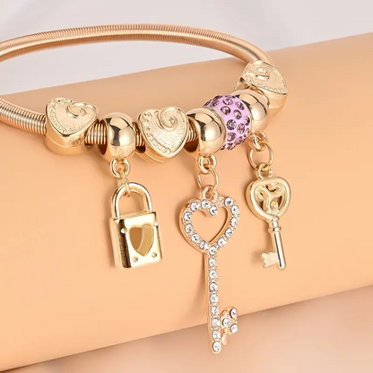 Lock and Key Charm Bracelet