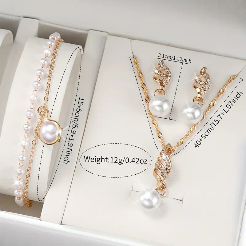 5 pcs Women's Watch Casual Fashion Quartz Watch & Faux Pearl Jewelry Set