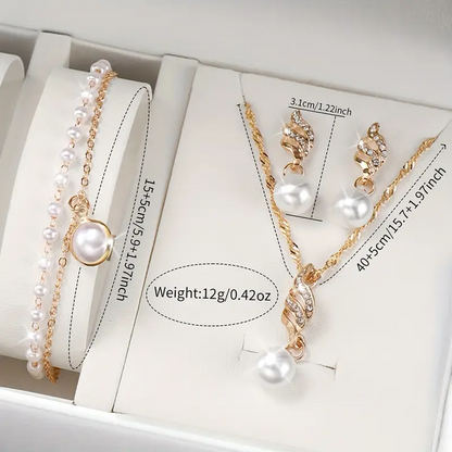 5 pcs Women's Watch Casual Fashion Quartz Watch & Faux Pearl Jewelry Set