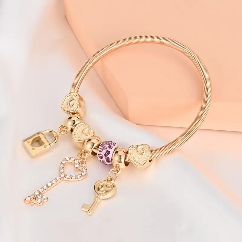 Lock and Key Charm Bracelet