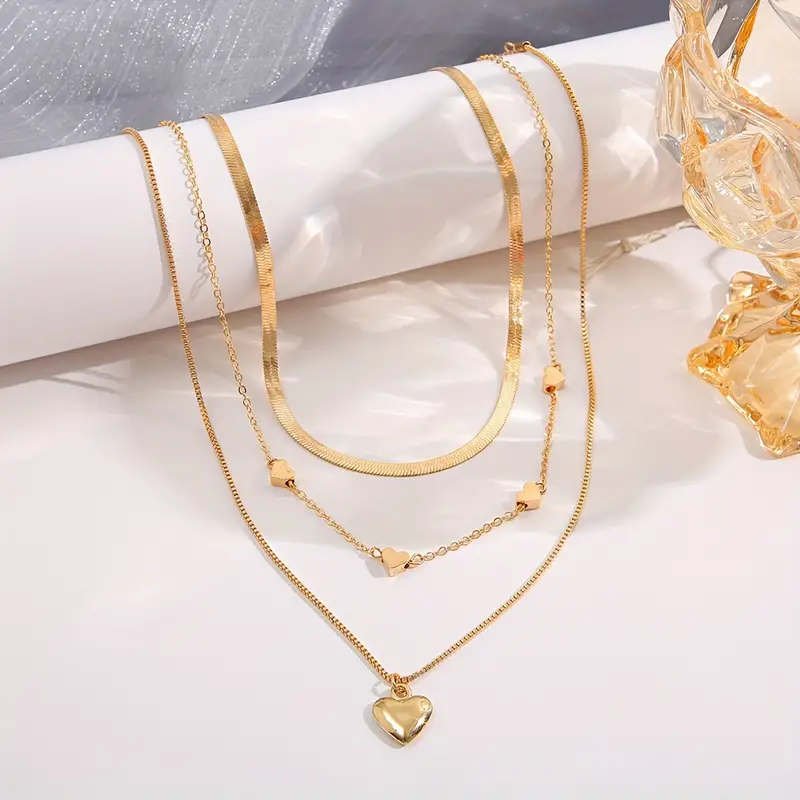 Set 0f 3 Heart & Chain Necklace