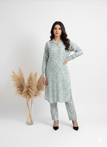 Printed Longline Shirt & Trouser Set