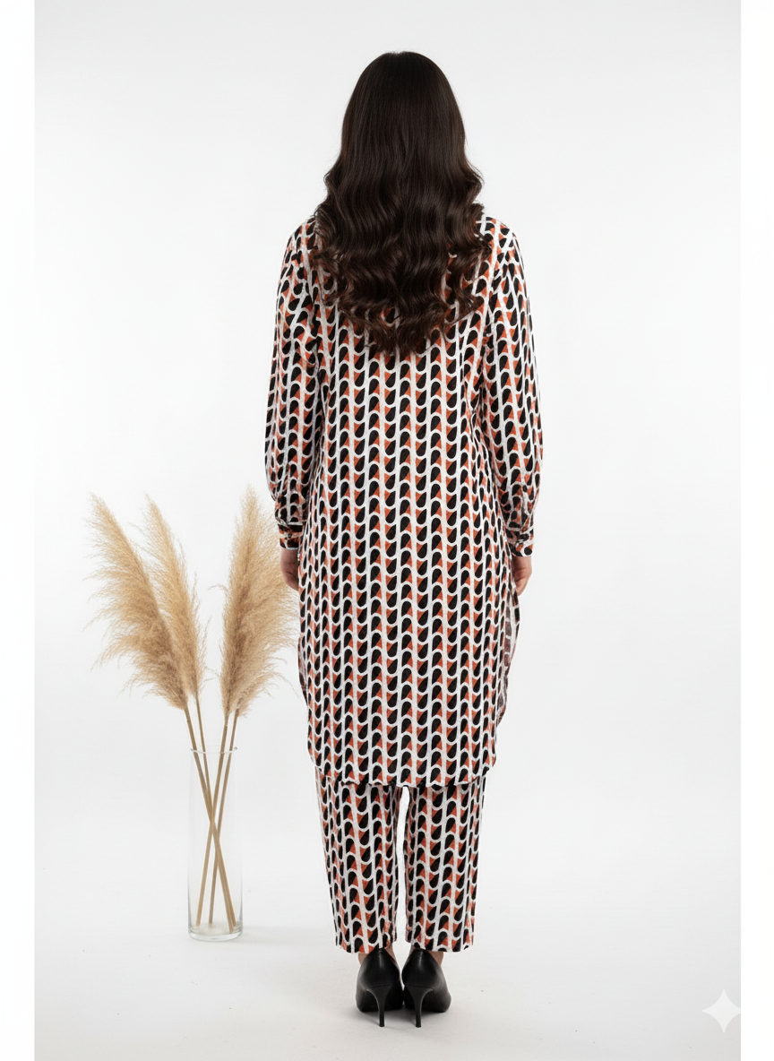 Printed Longline Shirt & Trouser Set