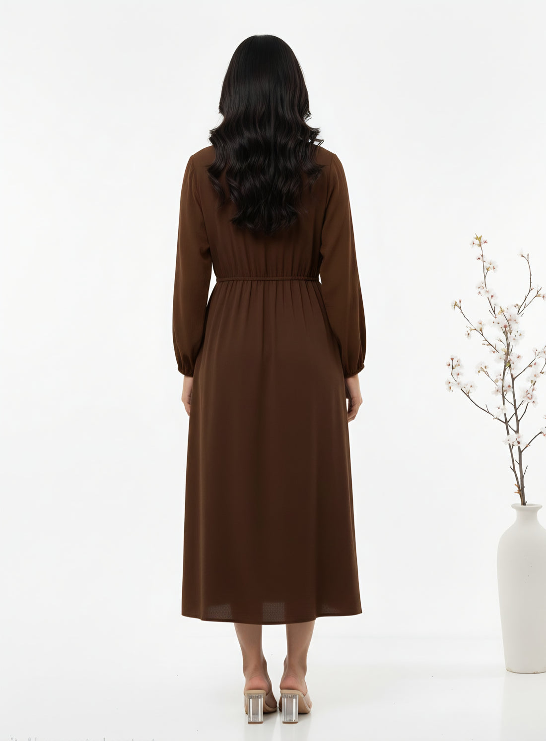 Lace Up Front Midi Dress