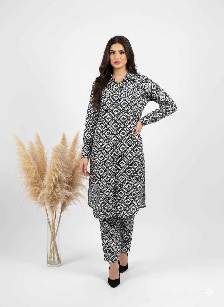 Printed Longline Shirt & Trouser Set