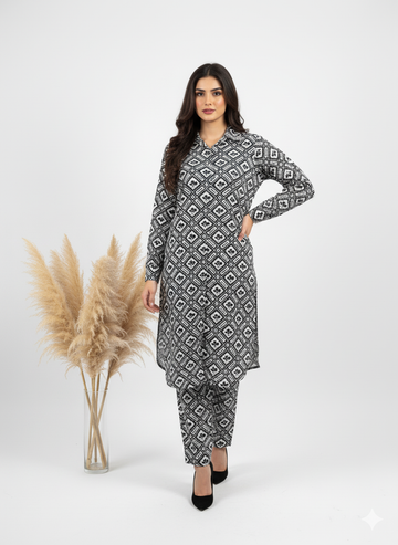 Printed Longline Shirt & Trouser Set